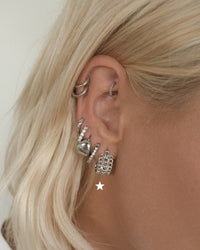 Mini Margherita Chain Hoops- Silver View 4