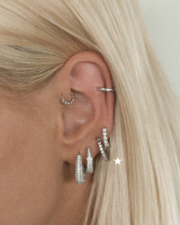 Pave Mini Luna Hoops- Silver view 2