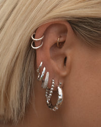 Hammered Baby Amalfi Hoops- Silver View 2