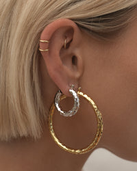 Hammered Baby Amalfi Hoops- Silver View 7