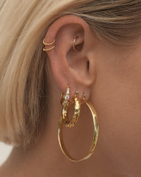 Hammered Baby Amalfi Hoops- Gold View 7