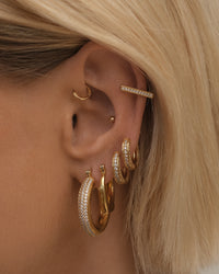 Pave Mini Coco Hinge Hoops- Gold View 8