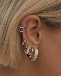 Pave Mini Boxer Hoops- Gold View 4
