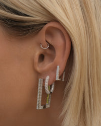 Pave Boxer Hoops- Silver View 2