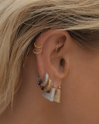 Pave Mini Coco Hinge Hoops- Silver View 4
