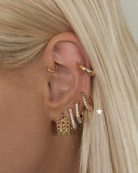Pave Mini Luna Hoops- Gold View 3
