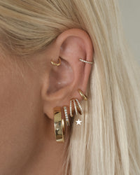 Pave Baby Bastille Hoops- Silver View 2