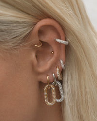 Pave Dome Huggies- Silver View 3