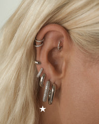 XL Pave Chain Link Hoops- Silver (Ships Late April) View 8