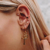 Isidore Cross Hoops- Gold View 3