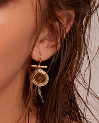 Pave Coin Hook Earrings- Silver View 2