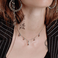 The Moroccan Dangle Charm Necklace- Silver View 2