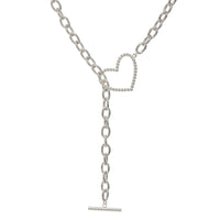 Heart + Chain Lariat- Silver View 1