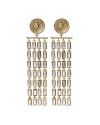 Baguette Drop Statement Earrings- Gold