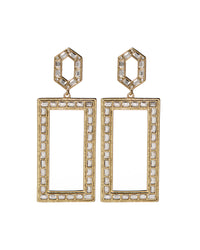Deco Baguette Statement Earrings- Gold View 1