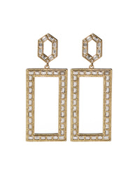 Deco Baguette Statement Earrings- Gold View 1