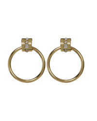 Mosaic Crystal Hoops- Gold View 1