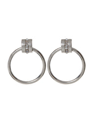 Mosaic Crystal Hoops- Silver View 1