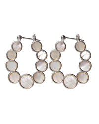 Mother of Pearl Circle Hoops- Silver View 1