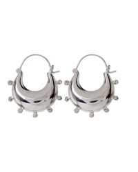 Studded Mini Martina Hoops- Silver View 1