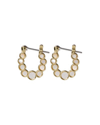 Mini Mother of Pearl Circle Hoops- Gold View 1
