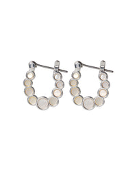 Mini Mother of Pearl Circle Hoops- Silver View 1