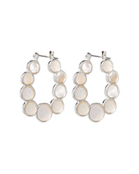 Mother of Pearl Circle Hoops- Silver View 2