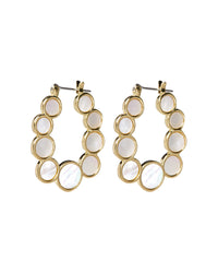 Mother of Pearl Circle Hoops- Gold view 2
