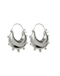 Studded Mini Martina Hoops- Silver View 2