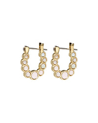 Mini Mother of Pearl Circle Hoops- Gold View 2