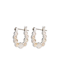 Mini Mother of Pearl Circle Hoops- Silver View 2
