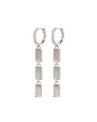 Mother of Pearl Disc Drop Hoops- Silver View 1
