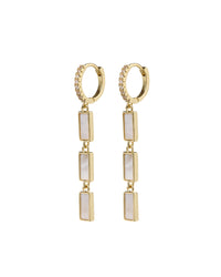 Mother of Pearl Disc Drop Hoops- Gold