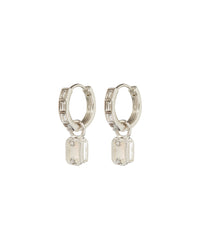 Emerald Pearl Dangle Hoops- Silver