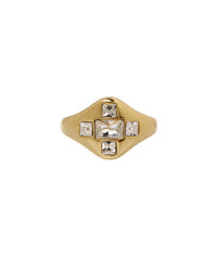 Patchwork Baguette Signet Ring- Gold View 1