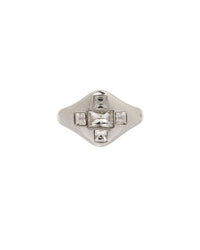 Patchwork Baguette Signet Ring- Silver View 1
