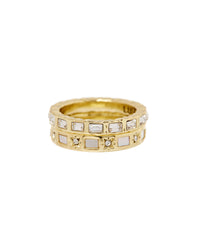 Mother of Pearl Mosaic Ring Set- Gold View 1