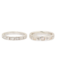 Mother of Pearl Mosaic Ring Set- Silver View 2