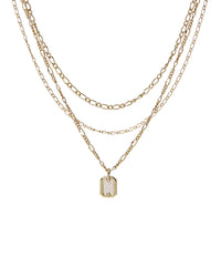 Emerald Pearl Multi Charm Necklace- Gold