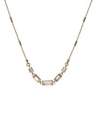 Ascending Baguette Charm Necklace- Gold View 1