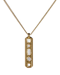 Pearl Mosaic Pendant Necklace- Gold