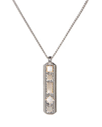 Pearl Mosaic Pendant Necklace- Silver View 1
