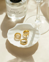 Florette Ridged Signet Ring- Gold View 7