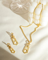 Zipper Pendant Necklace- Gold View 3
