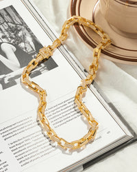 Boxy Pave Chain Necklace- Gold View 3