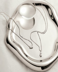 Stellar Bezel Charm Necklace Set- Silver View 3