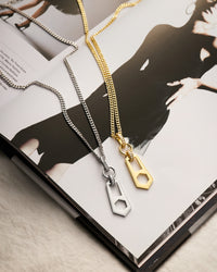 Zipper Pendant Necklace- Gold View 5