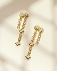 Stellar Bezel Double Studs- Gold View 3