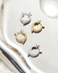 Pave Thorn Huggies- Silver view 2
