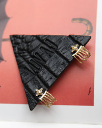 Pave Stud Chain Hoops- Gold View 4